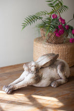 Faux Concrete Rabbit – Laying Sculptural Animal Decor – 10" Tall Accent by Kalalou
