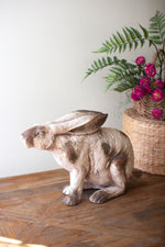 Faux Concrete Rabbit – Sitting Sculptural Animal Decor – 14" Tall Accent by Kalalou