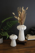 Organic White Ceramic Vase Duo – Decorative Table Set – Up to 10" Tall by Kalalou