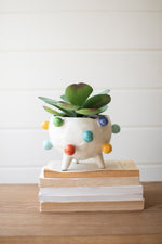 Ceramic Planter with Colorful Bubbles – 4.5" Tall Whimsical Pot by Kalalou