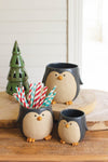 Set of three ceramic penguin shaped planters