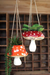 Ceramic Toadstool Hanging Planters – 7" Tall Set of Two by Kalalou
