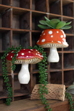 Ceramic Toadstool Wall Planters Set of 2 – 7" Tall Decorative Pots by Kalalou