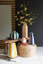 Ceramic Striped Vase Set of 5 – 15" Tall Multicolor Decorative Pieces by Kalalou