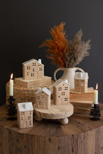 Set of 5 Ceramic Houses – 6" Tall Decorative Home Figurines by Kalalou