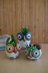 Set of 3 Ceramic Owl Planters – 6.5" Tall Decorative Pots