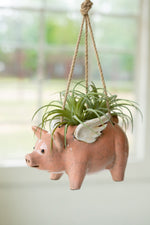 Decorative Ceramic Flying Pig Planter – Hanging – 5" Tall by Kalalou