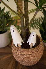 Halloween Ghost Plant Sticks – Ceramic Set of 2 – 10.5" Tall by Kalalou