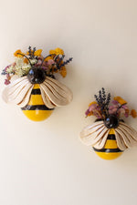 Ceramic Bees Wall Planters – 8.75" Tall Hanging Decorative Pots Set of 2 by Kalalou