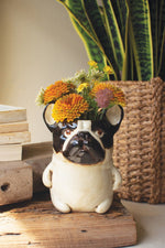 Ceramic French Bulldog Planter – Small Animal Pot 7" Tall by Kalalou