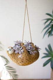 Hanging ceramic planter for succulents and herbs