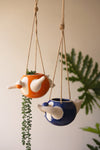 Hanging ceramic swimmer planter set with coastal design