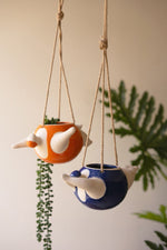 Hanging Coastal Ceramic Planters – 6.5" Tall Swimmer Style Set of 2 by Kalalou