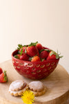 Ceramic Strawberry Bowl – 3"t Red Fruit Shaped Dish
