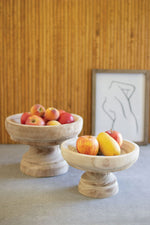 Turned Wooden Compotes, Natural Finish Decorative Bowls, Set of Two by Kalalou