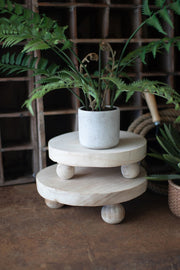 12 inch round wood riser with ball feet