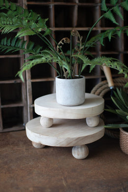 12 inch round wood riser with ball feet