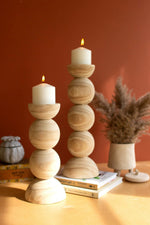 Handmade Wooden Candle Holders – Set of Two by Kalalou