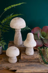 Natural Wooden Mushrooms Set of 3 – Hand-Carved Home Décor