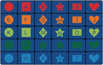 Alphabet Learning Rug with Shapes - Colorful Classroom Rug for Kids Learning, Play and Group Activities, Rectangle