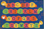 Carpets for Kids Caterpillar Friends Value Learning Blue Rug, Rectangle