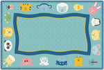 Carpets for Kids KIDSoft Quiet Time Animal Nursery Classroom Rug, Light Blue, Rectangle