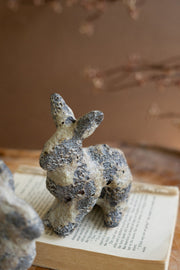 Spring Ceramic Rabbits – 5 Inch – Rustic Textured Finish – Set of 2