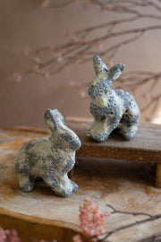 Rustic Distressed Ceramic Rabbit Set – 5 Inch – Spring Accent Décor