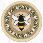 Earth Rugs Bee Happy Round Braided Jute Chair Pad – Handcrafted Rustic Floral Accent 15.5" × 15.5"