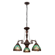 Victorian Tiffany‑Style 3‑Light Chandelier with Antique Bronze Finish