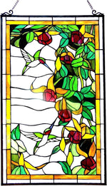 Chloe Lighting CH1P309GA32-GPN Tiffany-Glass Hummingbirds Design Window Panel 20x32