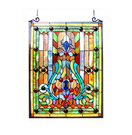 Chloe Lighting CH1P323RV25-GPN Tiffany-Glass Victorian Window Panel 18x24