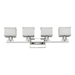 Chloe Lighting CH20039CM32-BL4 Trilluminate Contemporary 4 Light Chrome Finish White Opal Glass Bath Vanity Wall Fixture 32`` Wide