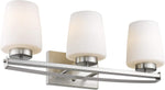 Chloe Lighting Olivia Contemporary 3 Light Brushed Nickel Bath Vanity Light Etched White Glass 23" Wide
