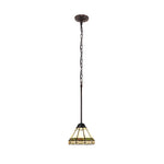 Mini Ceiling Pendant – Tiffany Style Mission Stained Glass with 1 Light Fixture for Dining or Entryway 17"H by Chloe Lighting