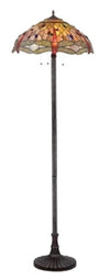 Chloe Lighting Anisoptera Purity Dragonfly Floor Lamp 18″ Tiffany‑Style Shade