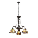 Innes Mission Stained Glass Chandelier – 22.64" H Tiffany-Style 3-Light Indoor Ceiling Fixture By Chloe Lighting