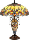 Chloe Crystorama Floral Tiffany‑Style Table Lamp – 16″ Shade with Double‑Lit Base