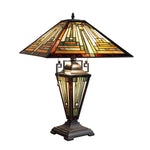 Table Lamp – Tiffany Style Mission Stained Glass Double Lit with 3 Light Fixture for Bedroom or Living Room 23"H by Chloe Lighting
