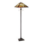 Floor Lamp Handcrafted Stained Glass Shade – Mission Style Dual Light Fixture for Living Room Bedroom Indoor Lighting 66"H by Chloe Lighting