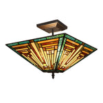 Firman Mission Semi-Flush Ceiling Pendant – 14.13" W - Stained Glass Tiffany-Style Indoor Ceiling Accent By Chloe Lighting