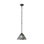 Tiffany Style Pendant Light – Mission Mini Stained Glass Shade with 1 Light Fixture for Indoor Use 202"H by Chloe Lighting