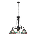 Stained Glass Chandelier – Mission Style Tiffany Mini Chandelier with 3 Light Fixture for Dining Room 22.8"W by Chloe Lighting