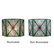 Chloe Lighting Mission Copper-Foiled Black Fireplace Screen, Handcrafted Stained Glass 3-Panel Folding Fire Screen