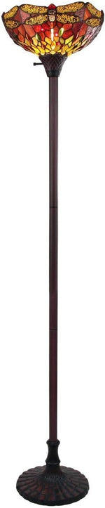 Chloe Lighting CH3T471RD14-TF1 EMPRESS Dragonfly Tiffany-Style Dark Bronze 1 Light Torchiere Lamp 14" Wide