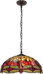 Chloe Lighting CH3T471RD18-DP3 EMPRESS Tiffany-Style Blackish Bronze 3 Light Hanging Pendant 18" Wide