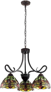 Chloe Lighting CH3T471RD24-DD3 EMPRESS Dragonfly Tiffany-Style Dark Bronze 3 Light Mini Chandelier 24