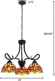 Chloe Lighting CH3T471RD24-DD3 EMPRESS Dragonfly Tiffany-Style Dark Bronze 3 Light Mini Chandelier 24