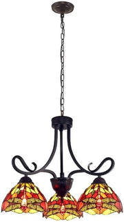Chloe Lighting CH3T471RD24-DD3 EMPRESS Dragonfly Tiffany-Style Dark Bronze 3 Light Mini Chandelier 24