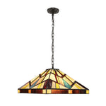 Tiffany Style Pendant Light – Mission Ceiling Stained Glass with 2 Light Fixture for Indoor Lighting 16"W by Chloe Lighting